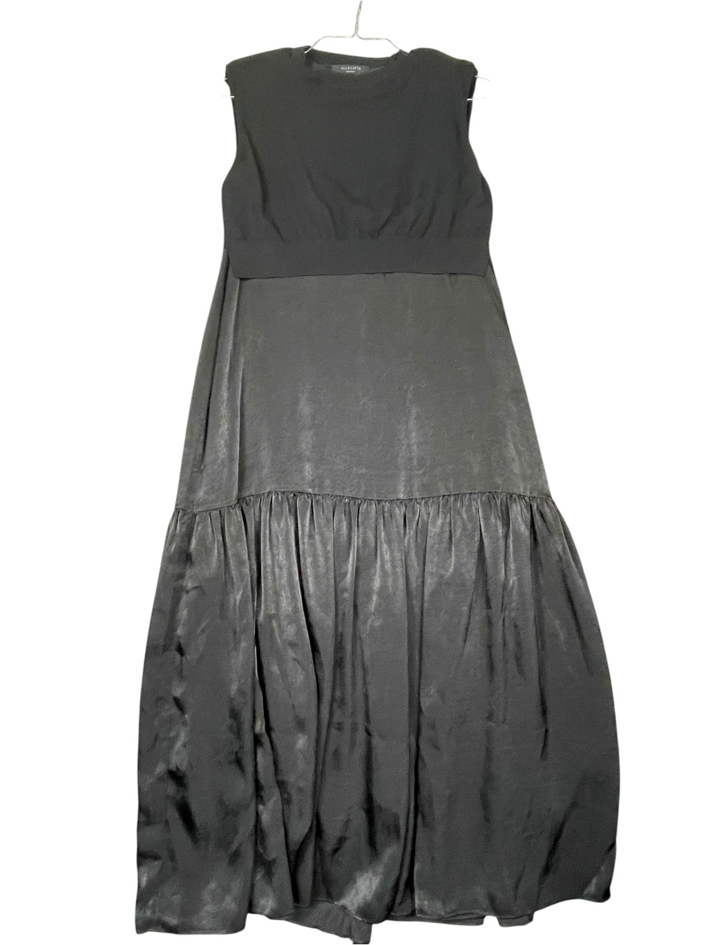 All Saints Eden 2-In-1 Woven Luxury Minimalist Whimsigoth Edgy Midi Dress - Sz M